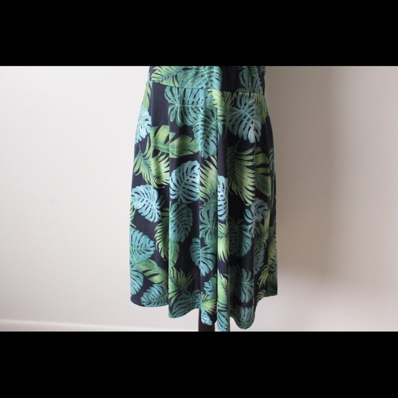 MS Basic Large Casual Green Short Sleeve Tropical Print Wrap Midi Dress - Picture 4 of 7